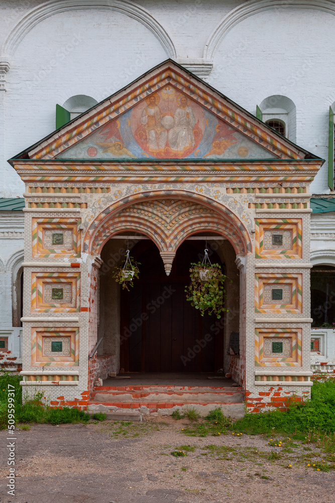 The porch of the southern entrance of the Church of the Ascension of the Lord in Yaroslavl, Russia