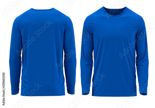 [ Blue Color ] T-shirt Long Sleeve Round neck. 3D photorealistic render