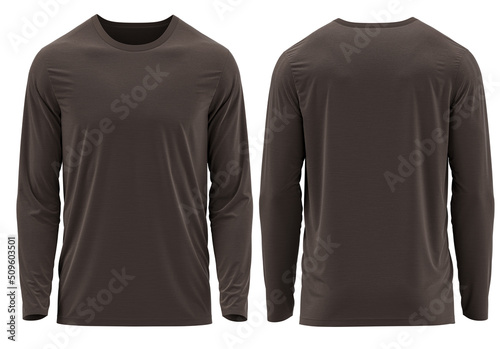 [ Brown Color ] T-shirt Long Sleeve Round neck. 3D photorealistic render