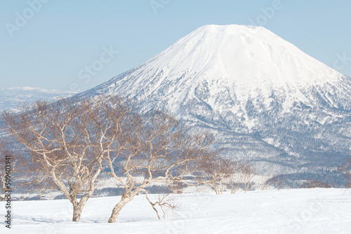 Mount Yotei volcano snow winter landscape Niseko Hokkaido Japan photo