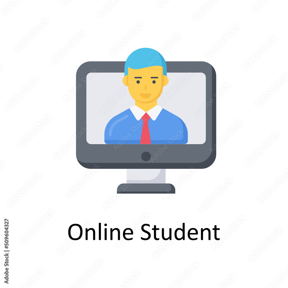 Online Student  vector flat icon for web isolated on white background EPS 10 file