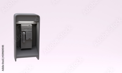 3d illustration, phone booth, white background, copy space, 3d rendering