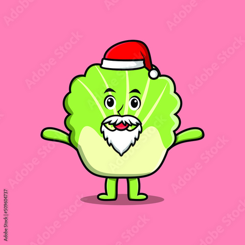 Cute Cartoon mascot character Chinese cabbage santa claus character christmas in modern design style 