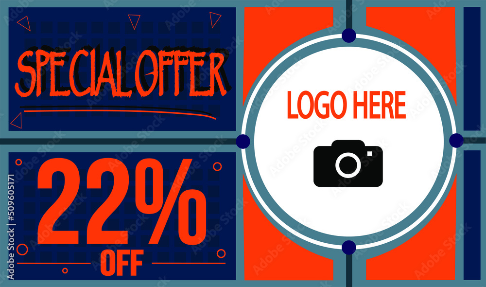 Fototapeta premium Special offer 22% off. Super banner with logo for big discounts and web shop.