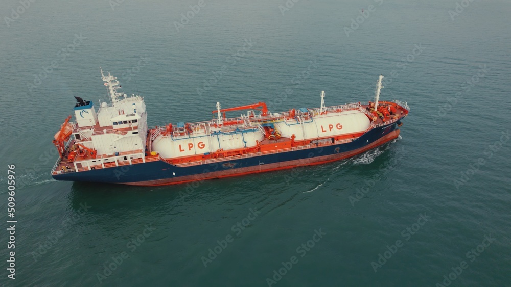 LPG gas ship in Black Sea, Batumi, Adjara, Georgia. High quality photo