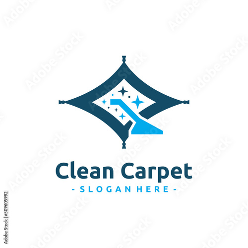 Clean carpet logo vector. Interiors cleaning service business logo template design concept.