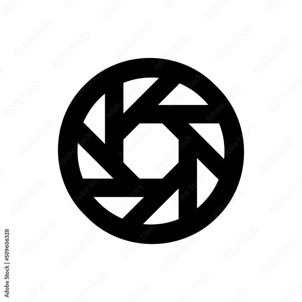Aperture Diaphragm photo objective camera icon. Black symbol on white background. Vector EPS 10