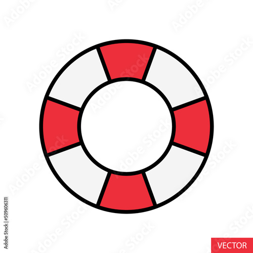 Swim ring, Swimming ring, Life buoy vector icon in flat style design for website design, app, UI, isolated on white background. Editable stroke. Vector illustration.
