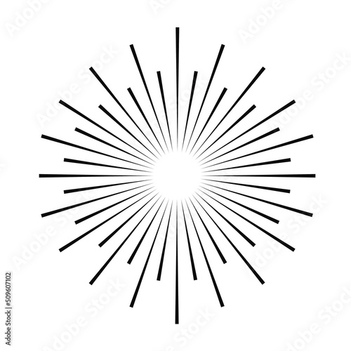 Sunburst vector black color isolated on white background. 10 eps
