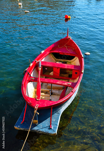 colored fishing boat in Camogli  Italy