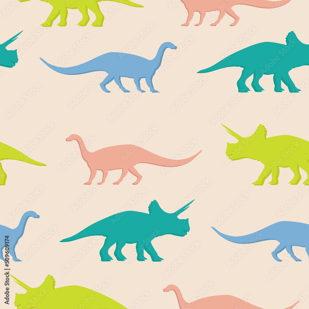 A pattern with dinosaurs. The perfect fashionable texture for baby fabrics and wallpaper. Silhouettes of dinosaurs. A pattern with dinosaurs. The perfect fashionable texture for baby fabrics and wallpaper. Silhouettes of dinosaurs.