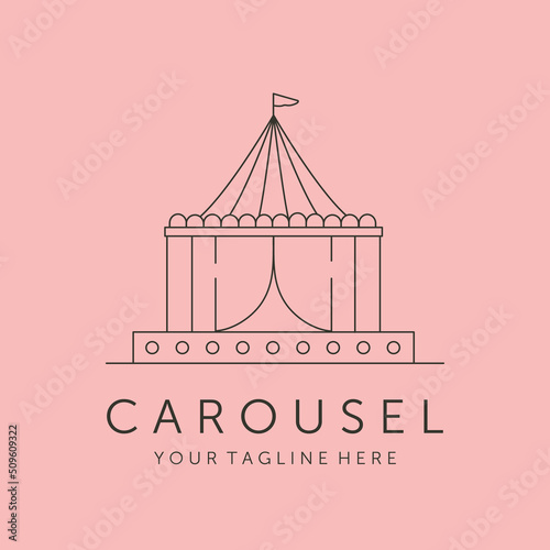 funfair carousel line art logo vector symbol illustration design