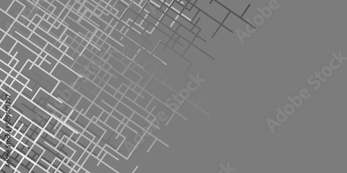 Black and White Crossing Lines - Futuristic Grid, Mesh, Geometric Striped Pattern, Abstract Vector Background Design, Grey Template with Copyspace, Room, Place for Your Text