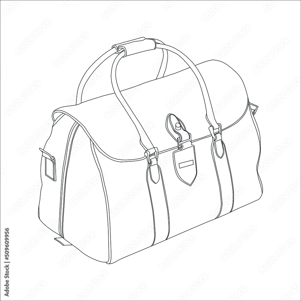 Vecteur Stock line art travel bag with white background. Luxury Travel Bag  for Men | Adobe Stock