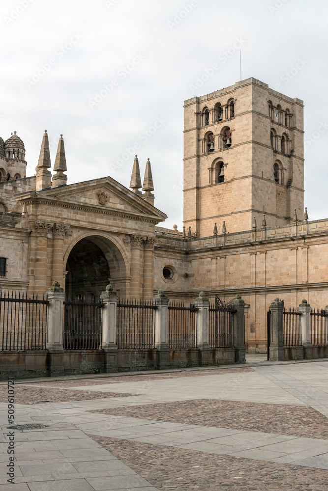 Zamora Romanesque cathedral and bell towers. Spain