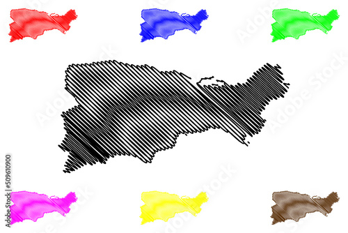 Capri (Tyrrhenian Sea, Italian Republic, Italy) map vector illustration, scribble sketch Capri map
