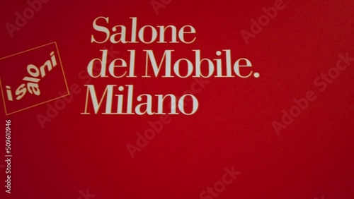 salone del mobile milan italy 2022 heading sign writing photo