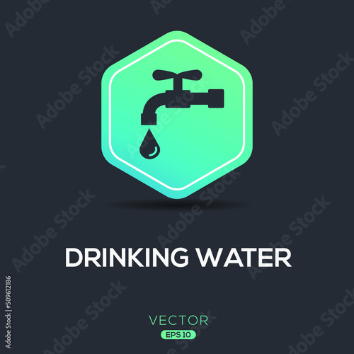 Creative (Drinking Water) Icon, Vector sign.