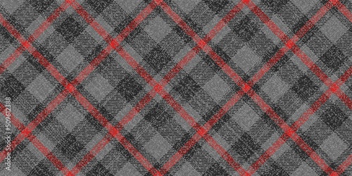 ragged old grungy fabric seamless texture bright red checkered lines on black gray squares background for gingham, plaid, tablecloths, shirts, tartan, clothes, dresses, bedding, blankets