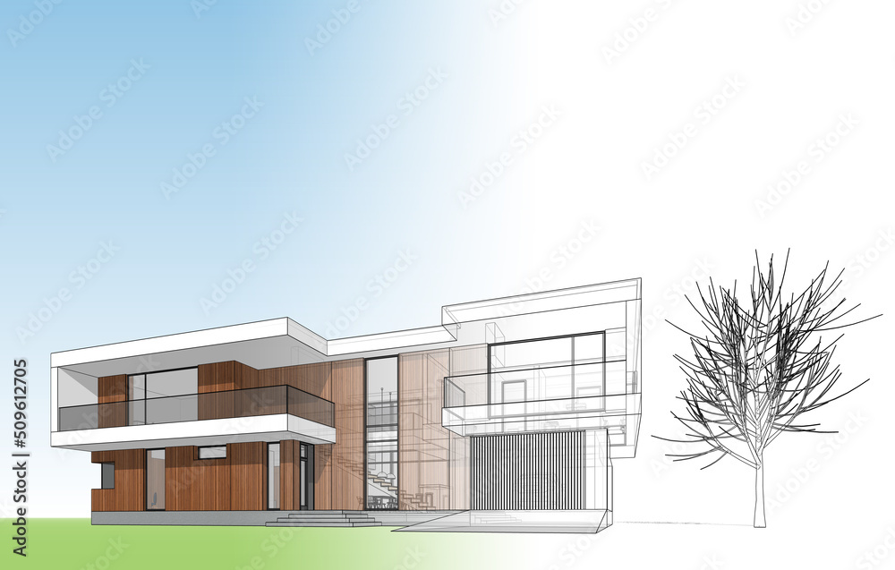 3d rendering of modern house 3d rendering of modern house