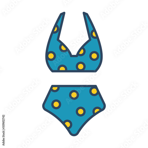 Vector retro swimwear. Vintage women swimsuit. Summer time.