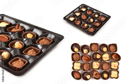 Mix of tasty chocolate candy collection.