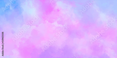 Abstract background with smeared smooth bright purple and soft pink watercolor brush drawn background. Grunge light pastel colors ink glow aquarelle smudge illustration. paper texture design .