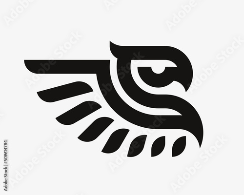 Winged griffin modern logo. Heraldic gryphon emblem design editable for your business. Vector illustration. photo