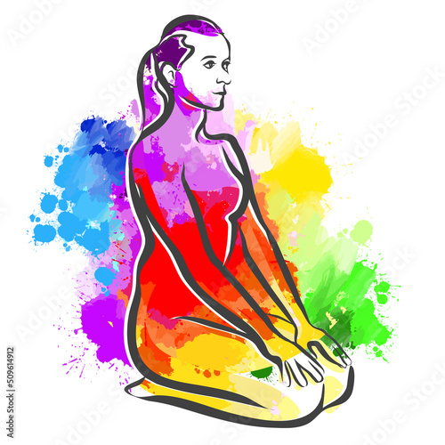 Colorful Yoga drawing - Vajrasana Pose