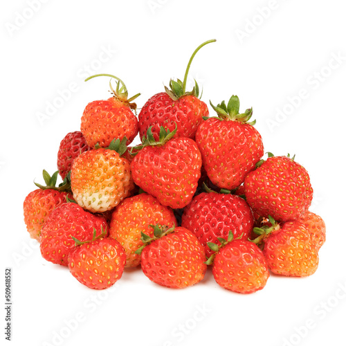 Fototapeta Naklejka Na Ścianę i Meble -  Ripe garden strawberries on a white background, organic berries.