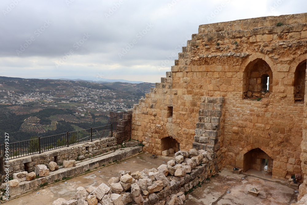 Fototapeta premium Ajloun, Jordan - Historical Ajloun castle (muslim building built by Salah Al-Din Al-Ayyubi)