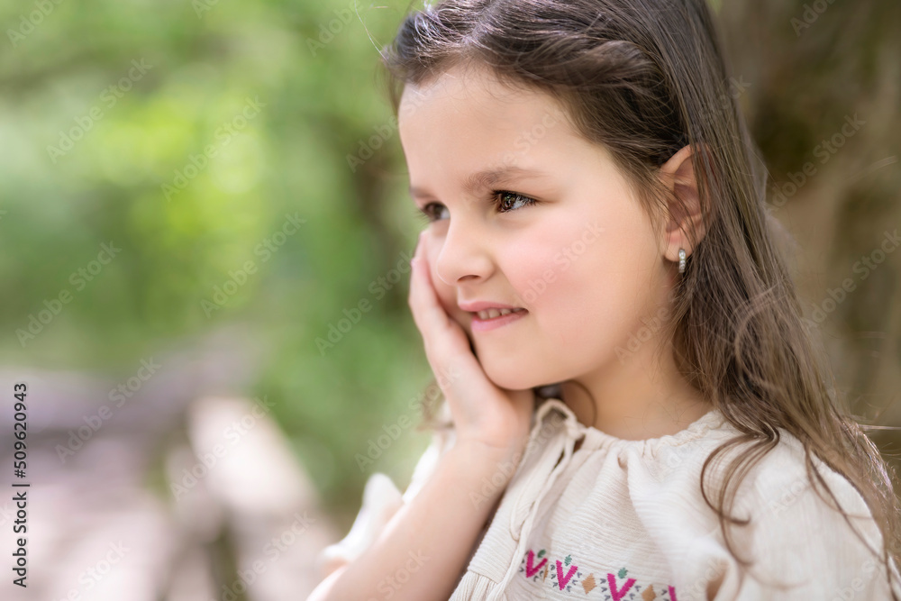 cute toddler girl five years outside in forest cute toddler girl five years outside in forest