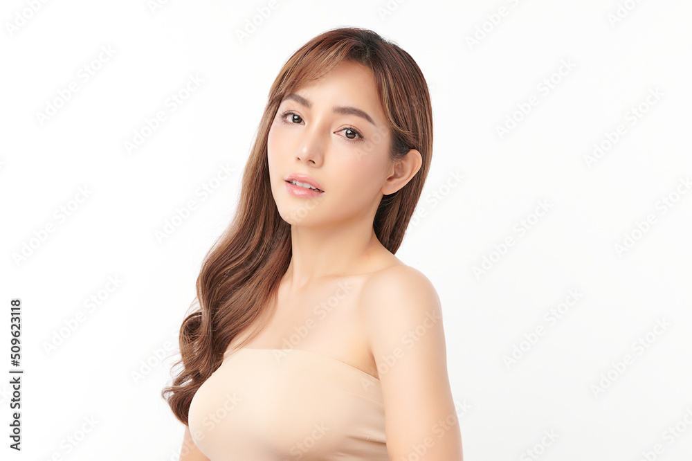 Beautiful young asian woman with clean fresh skin on white background, Face care, Facial treatment, Cosmetology, beauty and spa, Asian women portrait. Beautiful young asian woman with clean fresh skin on white background, Face care, Facial treatment, Cosmetology, beauty and spa, Asian women portrait.