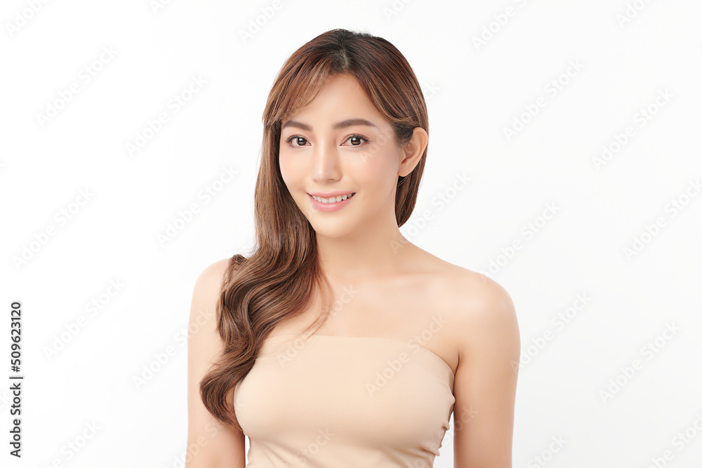 Beautiful young asian woman with clean fresh skin on white background, Face care, Facial treatment, Cosmetology, beauty and spa, Asian women portrait. Beautiful young asian woman with clean fresh skin on white background, Face care, Facial treatment, Cosmetology, beauty and spa, Asian women portrait.