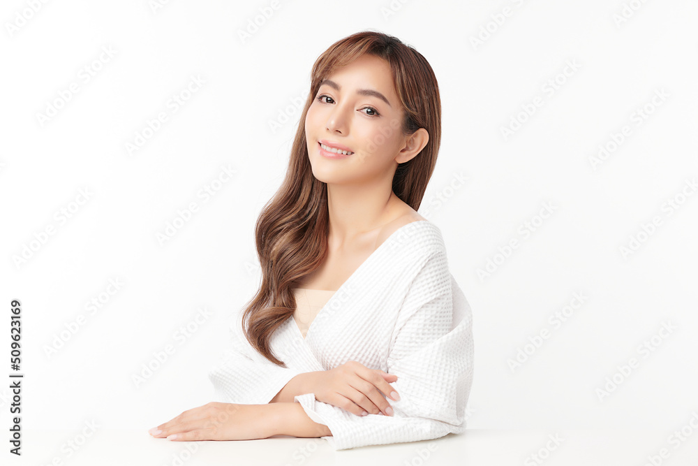 Beautiful young asian woman with clean fresh skin on white background, Face care, Facial treatment, Cosmetology, beauty and spa, Asian women portrait. Beautiful young asian woman with clean fresh skin on white background, Face care, Facial treatment, Cosmetology, beauty and spa, Asian women portrait.