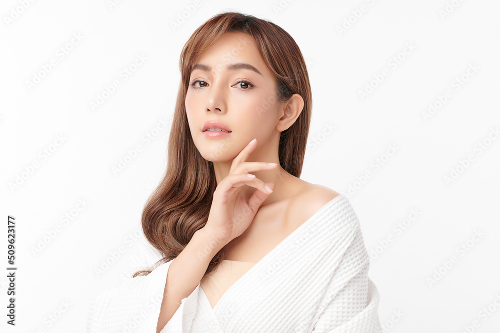 Beautiful young asian woman with clean fresh skin on white background, Face care, Facial treatment, Cosmetology, beauty and spa, Asian women portrait. Beautiful young asian woman with clean fresh skin on white background, Face care, Facial treatment, Cosmetology, beauty and spa, Asian women portrait.