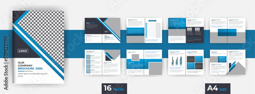 Company profile brochure design with modern gradient shapes, 16 pages brochure design