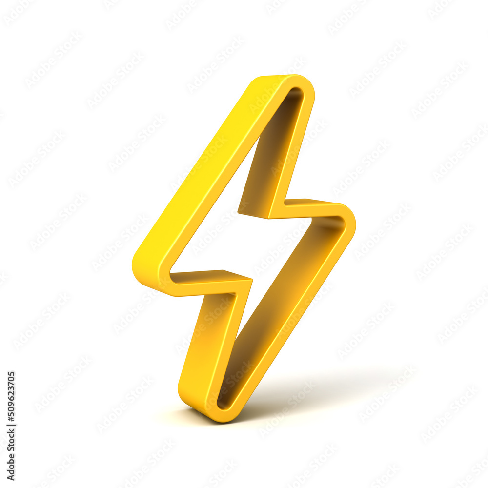 3d yellow thunder or lightning icon isolated on white background with shadow minimal concept 3D rendering 3d yellow thunder or lightning icon isolated on white background with shadow minimal concept 3D rendering