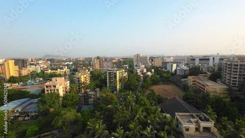 drone shot birds eye view andher marol mumbai india  wide angel  green city. photo