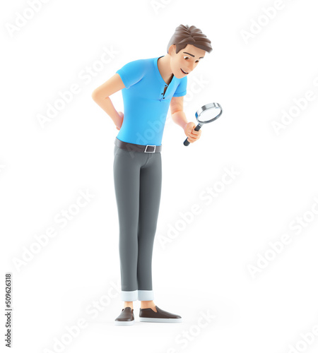 3d man looking through magnifying glass © 3Dmask