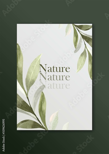 Watercolor of natural leaves vector design photo