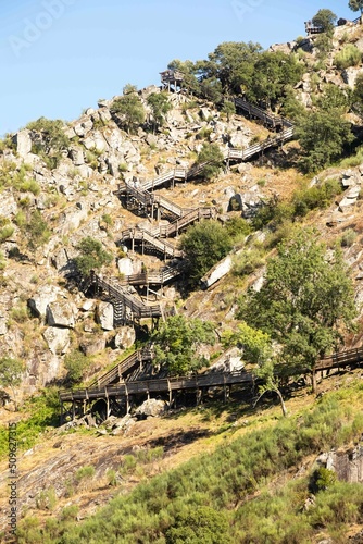 Arouca Geopark, wooden walkway on the bank of Paiva River, in the hydrographic basin of the Douro River photo