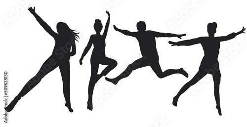 people jumping silhouette on white background  isolated  vector