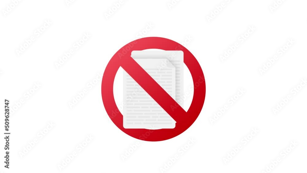 No documents in flat style on red background. Motion graphics design. Business icon. Flat design 4k No documents in flat style on red background. Motion graphics design. Business icon. Flat design 4k
