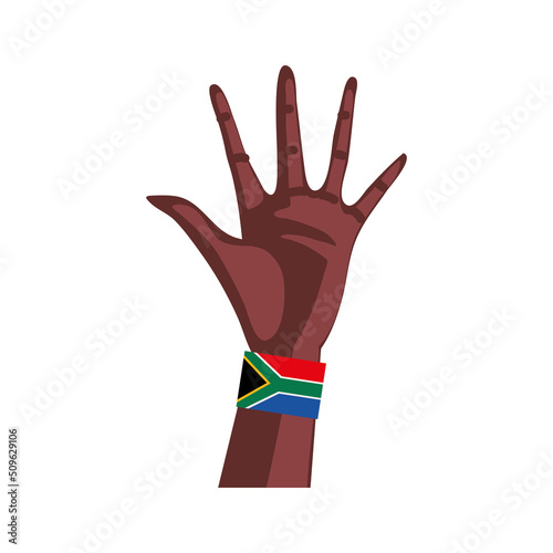 black hand with south africa flag