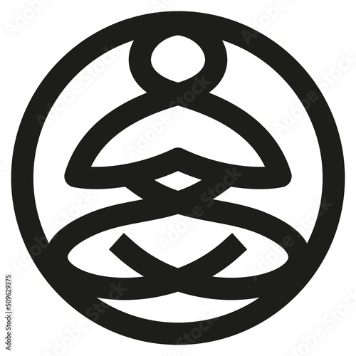 Simple vector outline black and white guru icon. Round pictogram with bold lines. Line thickness editable
