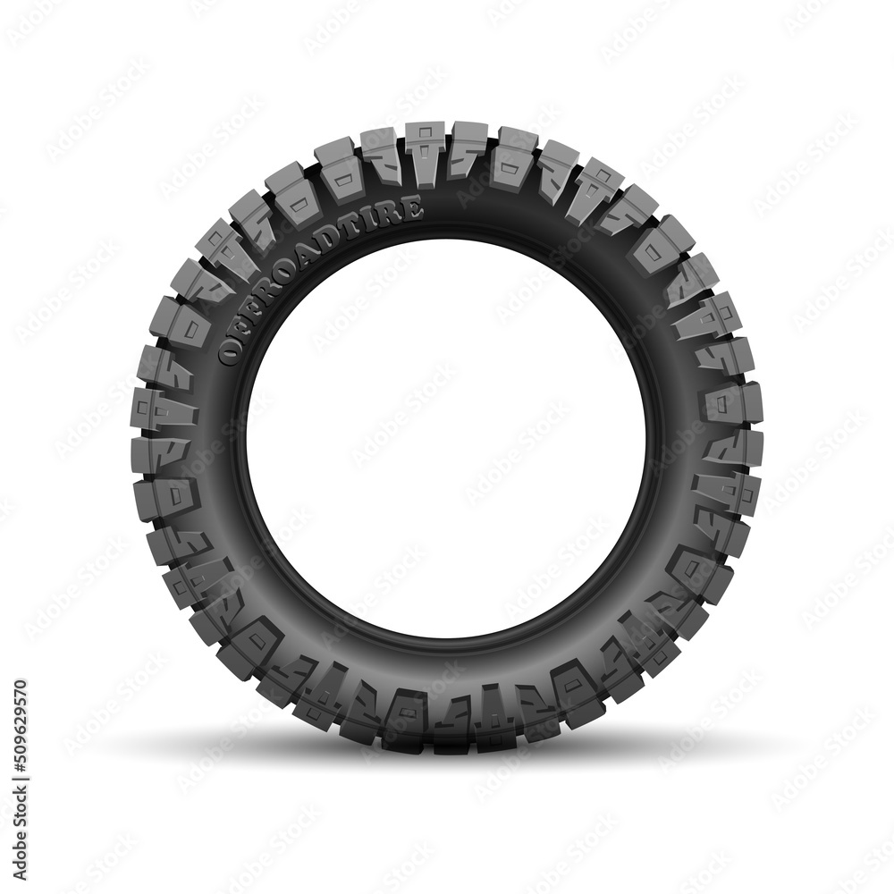 Realistic car wheel offroad on white background vector