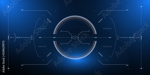 HUD interface futuristic digital UI, GUI design virtual display simulation. Screen template for game, sci-fi story concept vector.
