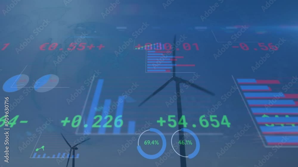 Animation of data processing over wind turbines Animation of data processing over wind turbines