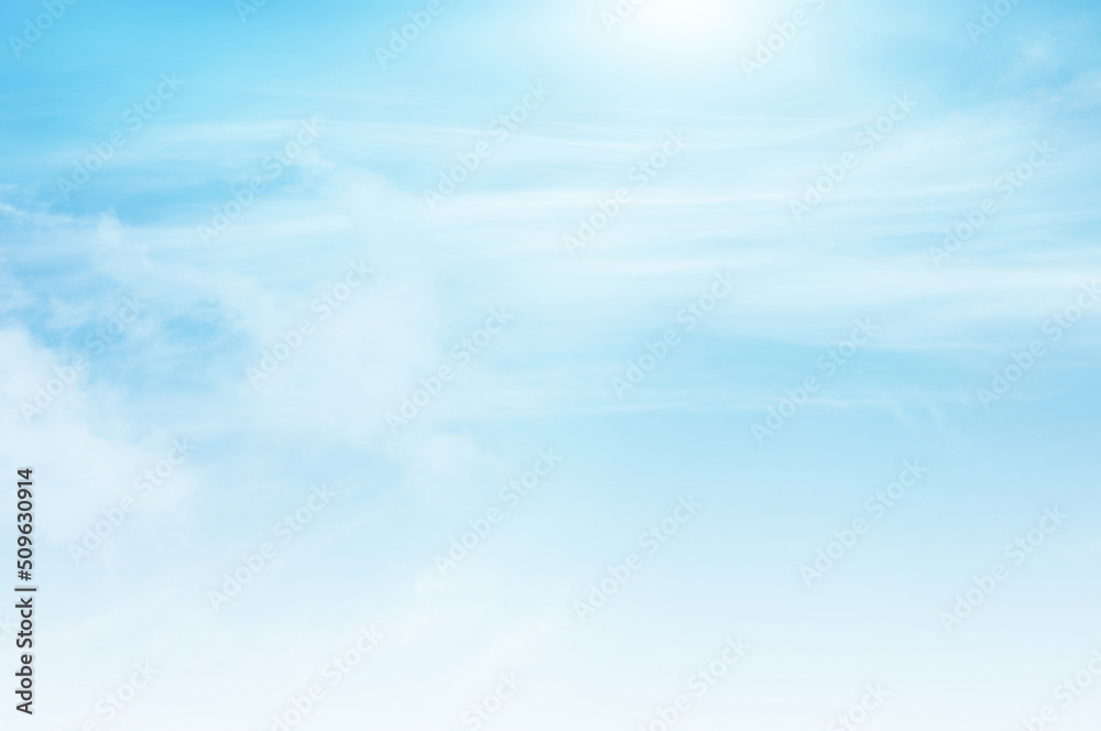 Fototapeta premium Blue sky with white cloud. The summer heaven is colorful clearing day Good weather and beautiful nature in the morning.